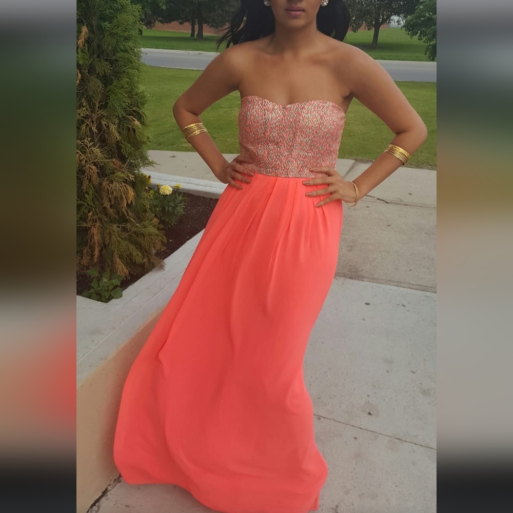 Coral Strapless Maxi Dress